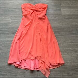 David's Bridal Strapless Coral Dress